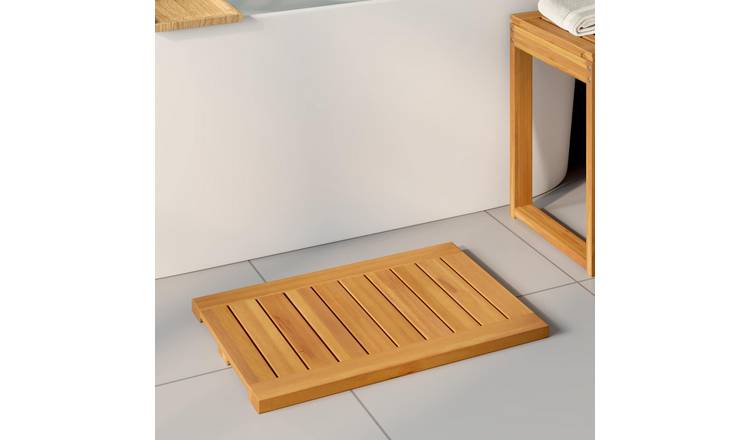 Walplus Wood Bath Mat Plain - Brown - 60 x 40 cm