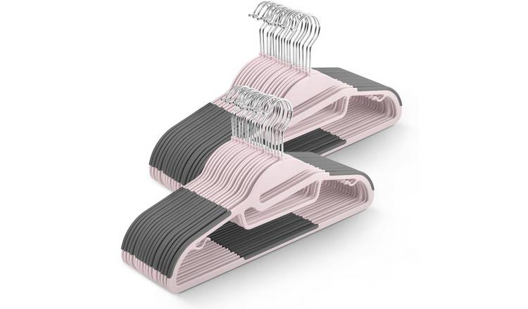 Keplin Blush Pink Non-Slip Slimline Swivel Hook Clothes Hangers - Pack of 50