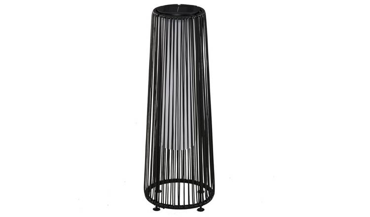 Outsunny Wicker Solar Powered Garden Lantern-Black