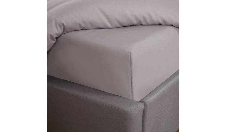 OHS Easy Care Polycotton Deep Fitted Bed Sheet Silver - King