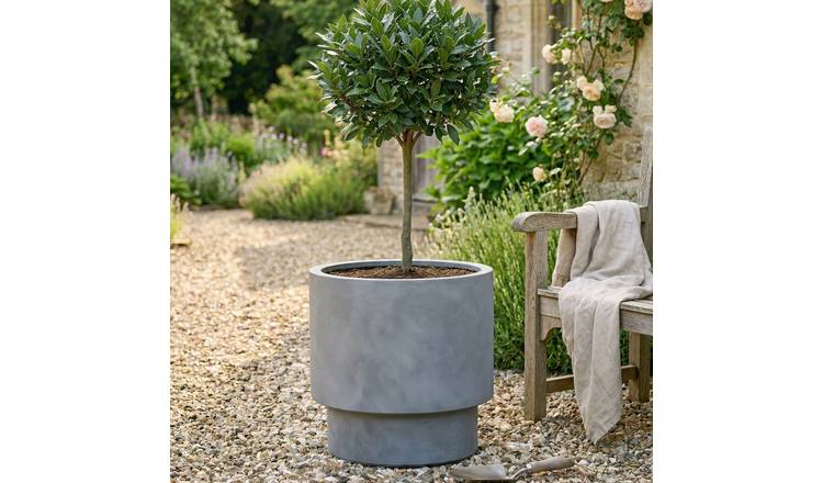 Dibor Large Fibre Clay Outdoor Garden Planter – Light Grey