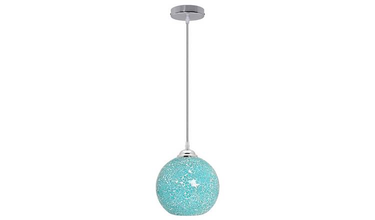 Energy Light Bulbs Globe Crackle Mosaic Glass Ceiling Pendant Light - Blue