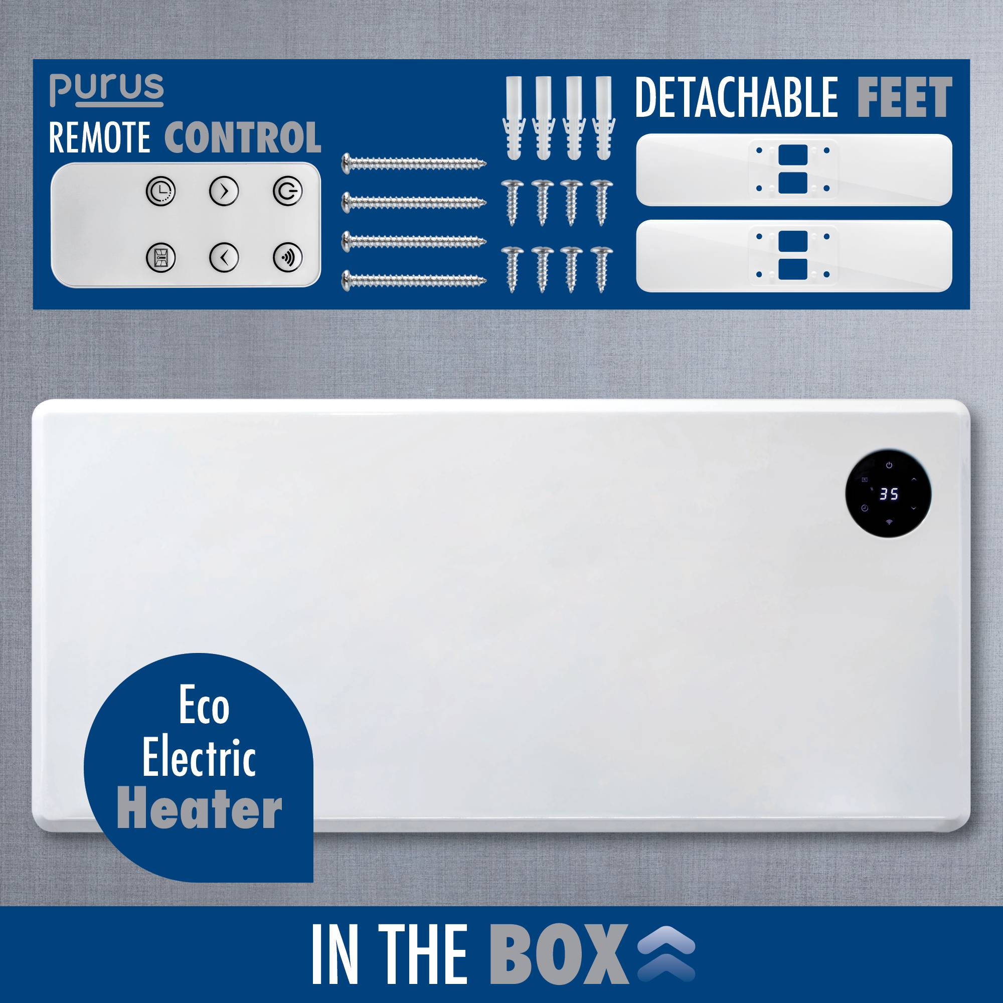 Purus 1800W Smart WiFi Electric Panel Heater - White - Image 6