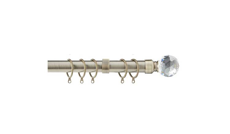 Home Treats Brass Crystal Extendable Curtain Pole -  40-218cm