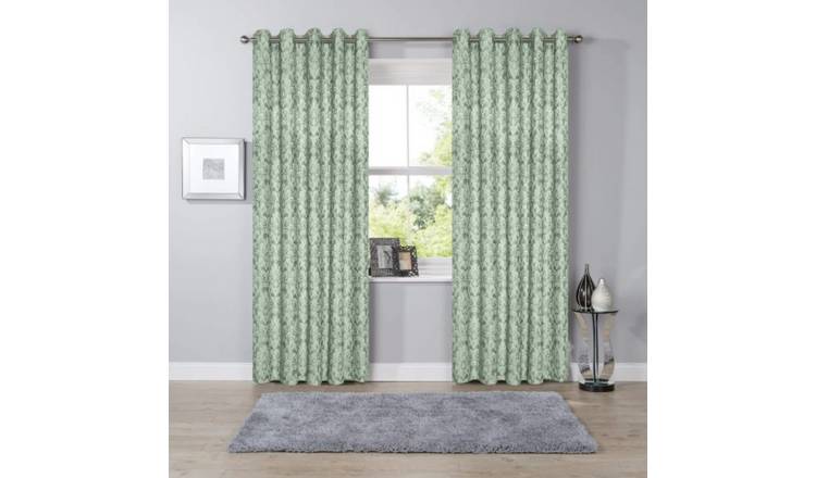 New Edge Blinds Duckegg Savoy Woven Jacquard Eyelet Curtains - 228cm x 229cm