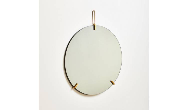 Orsina Matera Round Metal Wall Mirror With Hanging Loop - Gold
