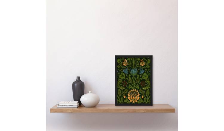 William Morris Violet Columbine Flower Detail Framed Art Print - A4
