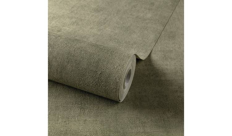 Grandeco Annabella Distressed Plaster Textured Wallpaper - Deep Sage Green