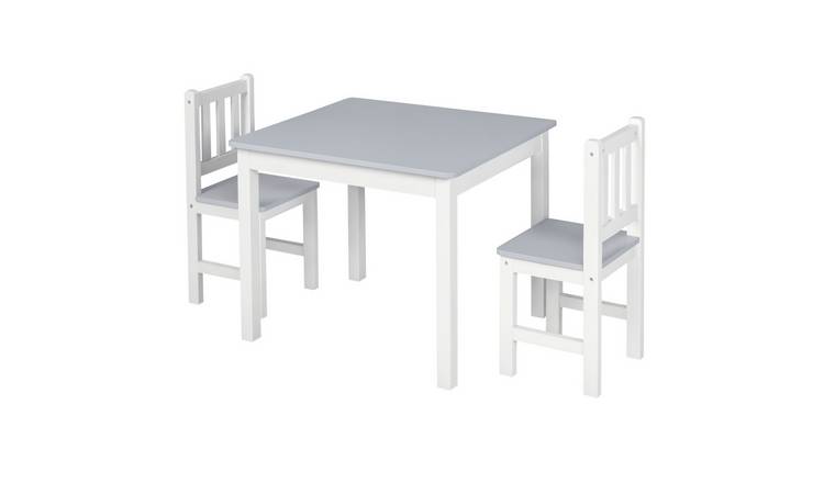 HOMCOM 3 Piece Kids Table and Chairs Set with 2 Chairs - Grey