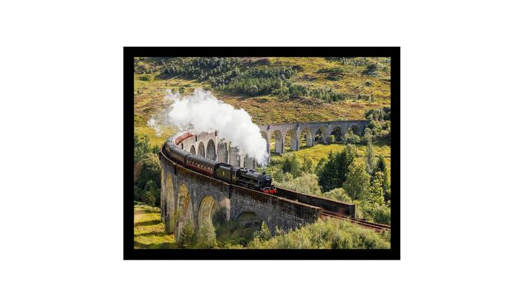 Pyramid International Steam Train On Glenfinnan Viaduct Wooden Plaque - Green