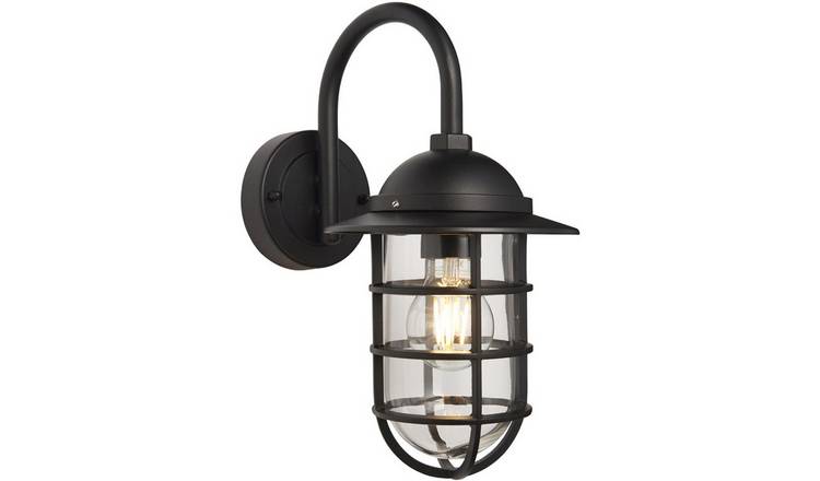 Loops Direct 34cm High Aluminium and Glass Wall Light - Textured Black