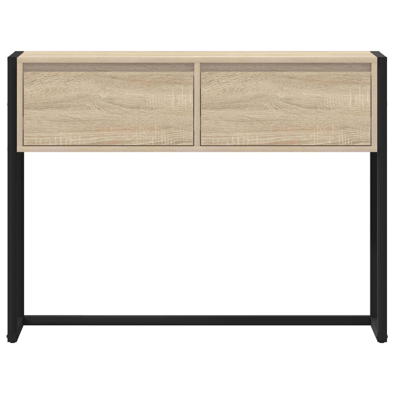 Walplus 2 Drawer Engineered Wood End Table - Light Oak - 100 x 36 x 75 cm - Image 6