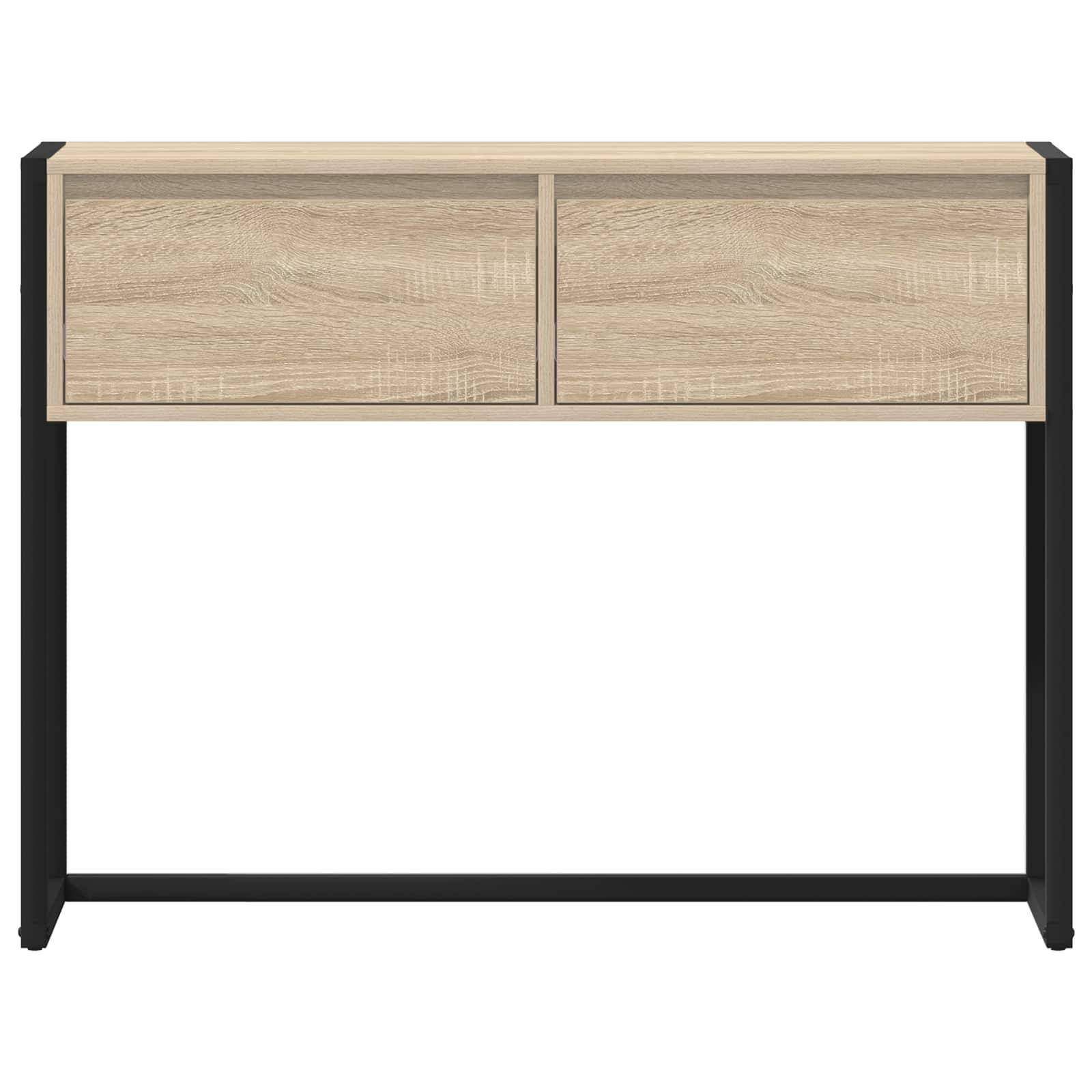 Walplus 2 Drawer Engineered Wood End Table - Light Oak - 100 x 36 x 75 cm - Image 6