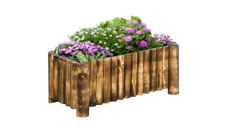 Outsunny Wooden Raised Garden Bed with Drainage Gaps - Natural Wood Color