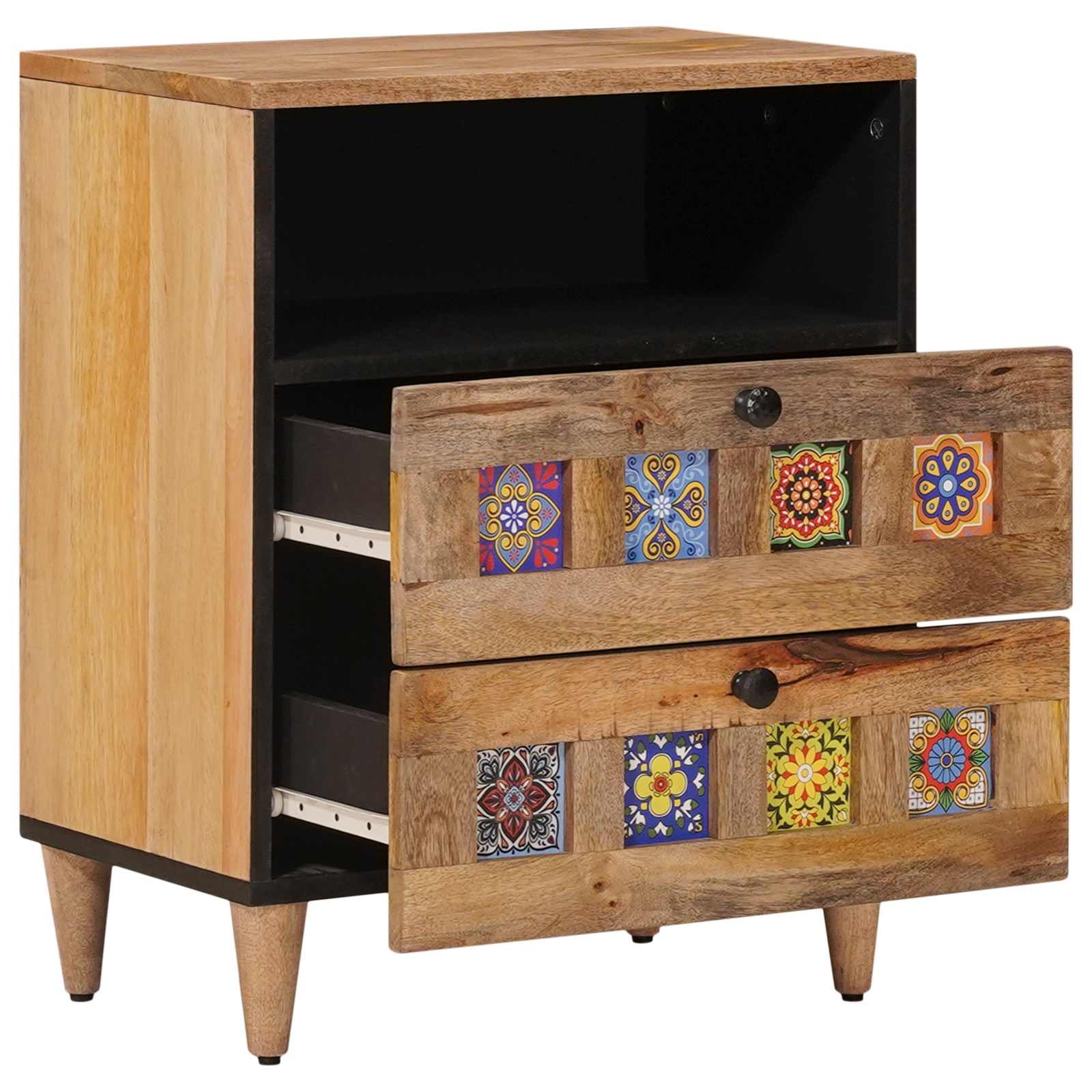 Walplus Solid Wood Bedside Table - Natural - 50 x 33 x 62 cm - Image 2