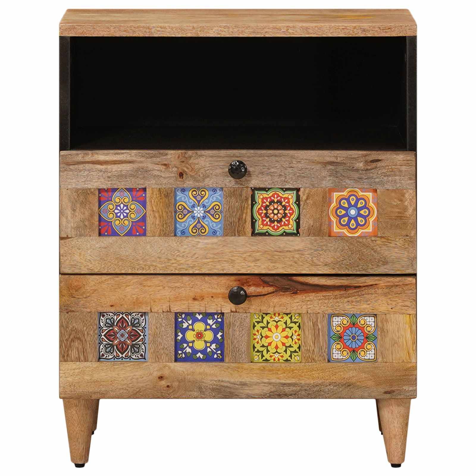 Walplus Solid Wood Bedside Table - Natural - 50 x 33 x 62 cm - Image 3