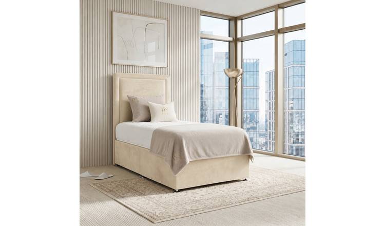 DS Living Velmont Single Upholstered Divan Bed Frame - Cream