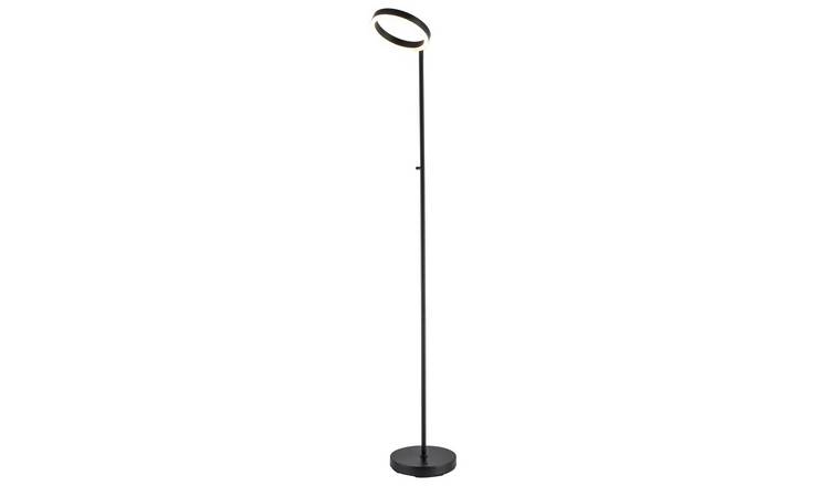 Happy Homewares LED Halo Ring in Matte Black with CCT Dimmer Floor Lamp - 23cm