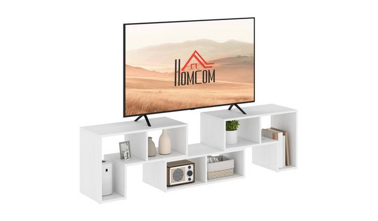 HOMCOM Free Combination TV Unit with Storage Shelves - White Wood Effect