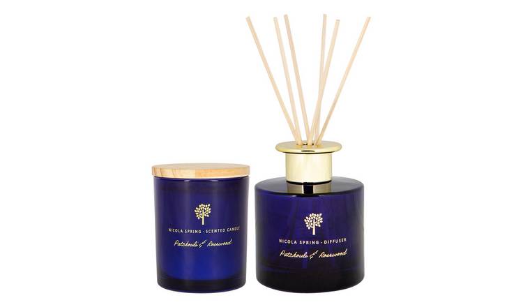 Nicola Spring 130ml Scented Candle & Reed Diffuser Set - Patchouli & Rosewood