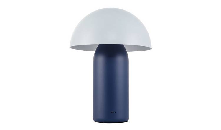 Happy Homewares Midnight Blue Rechargeable Mushroom in Two Table Lamp - 25cm