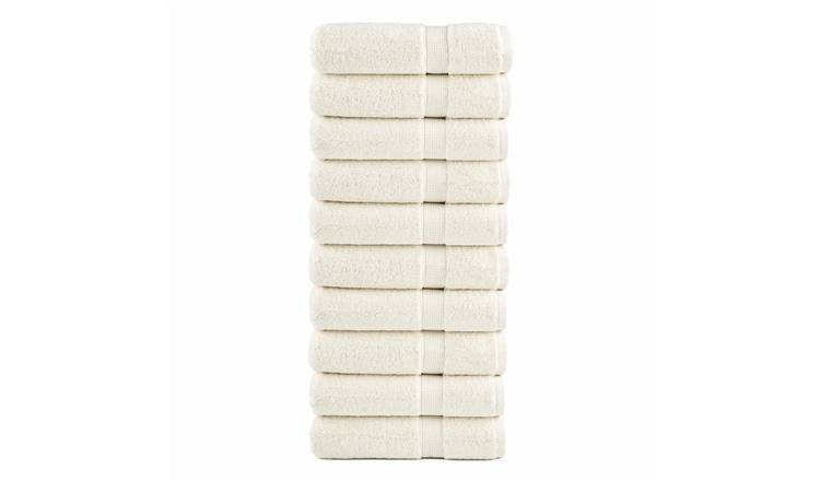 Walplus Pack of 10 Cotton Hand Towels - Cream - 50 x 100 cm