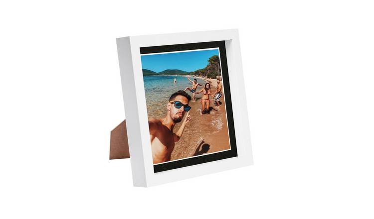 Nicola Spring 3D Box Photo Frame - 8" x 8" with Mount - White