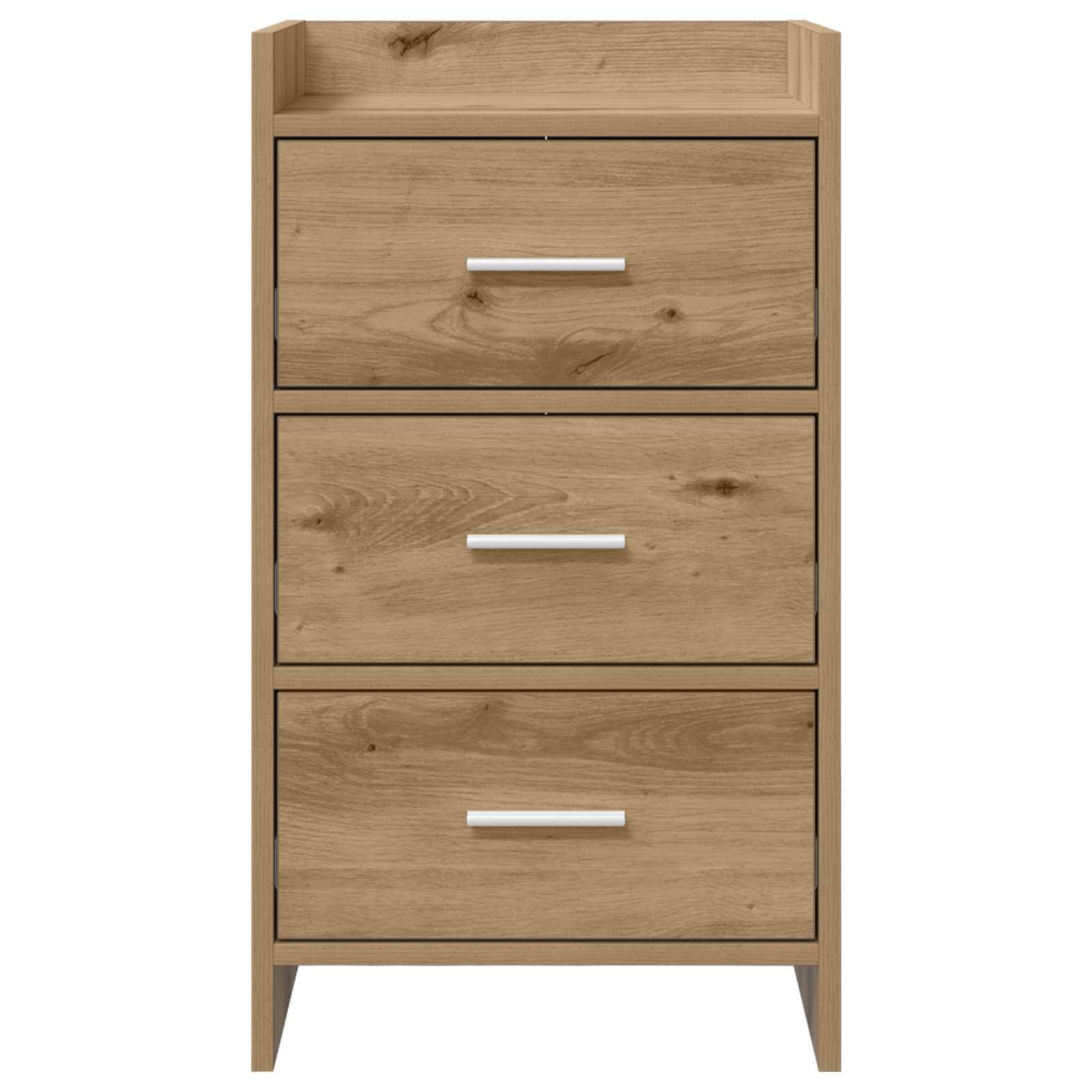 Walplus 3 Drawer Engineered Wood Bedside Table - Oak - 40 x 36 x 70 cm - Image 4