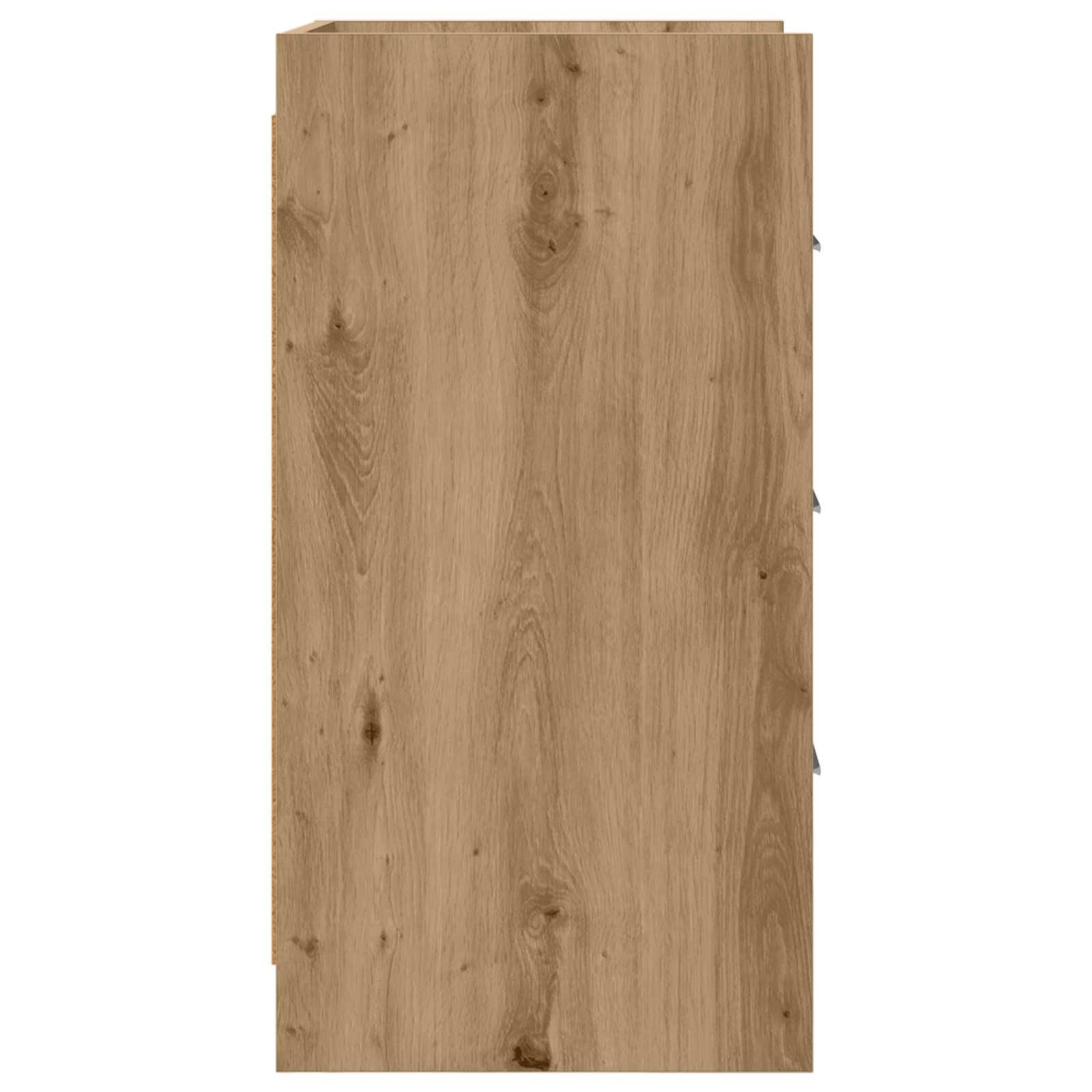Walplus 3 Drawer Engineered Wood Bedside Table - Oak - 40 x 36 x 70 cm - Image 5