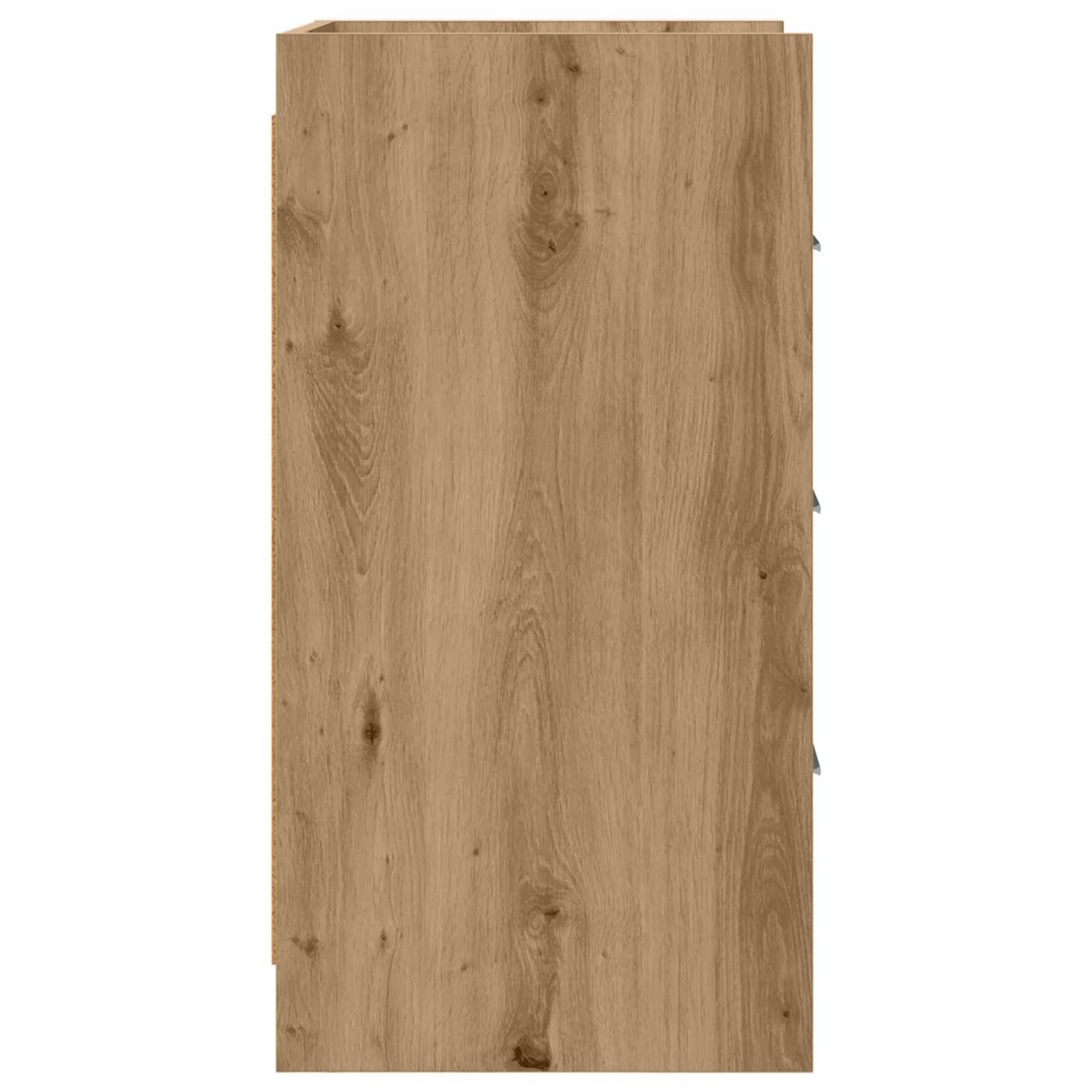 Walplus 3 Drawer Engineered Wood Bedside Table - Oak - 40 x 36 x 70 cm - Image 5