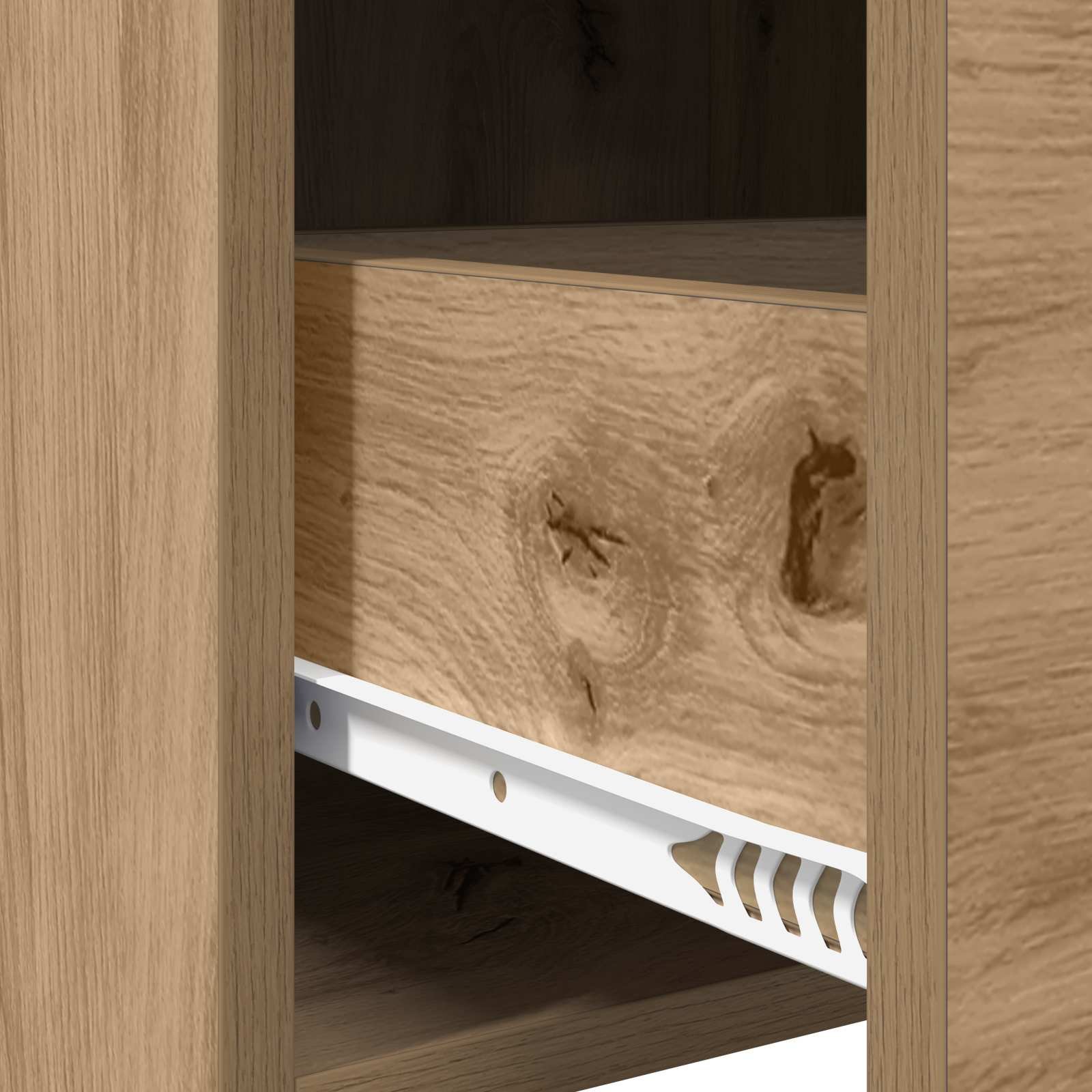 Walplus 3 Drawer Engineered Wood Bedside Table - Oak - 40 x 36 x 70 cm - Image 8
