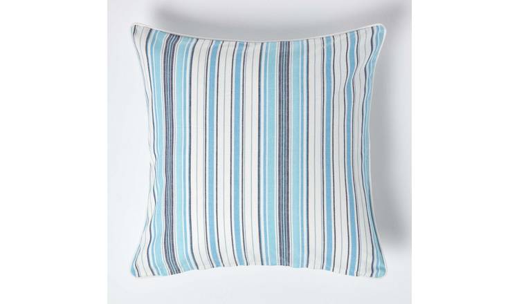 Homescapes Blue Cotton New England Stripe Cushion Cover - 60 x 60 cm