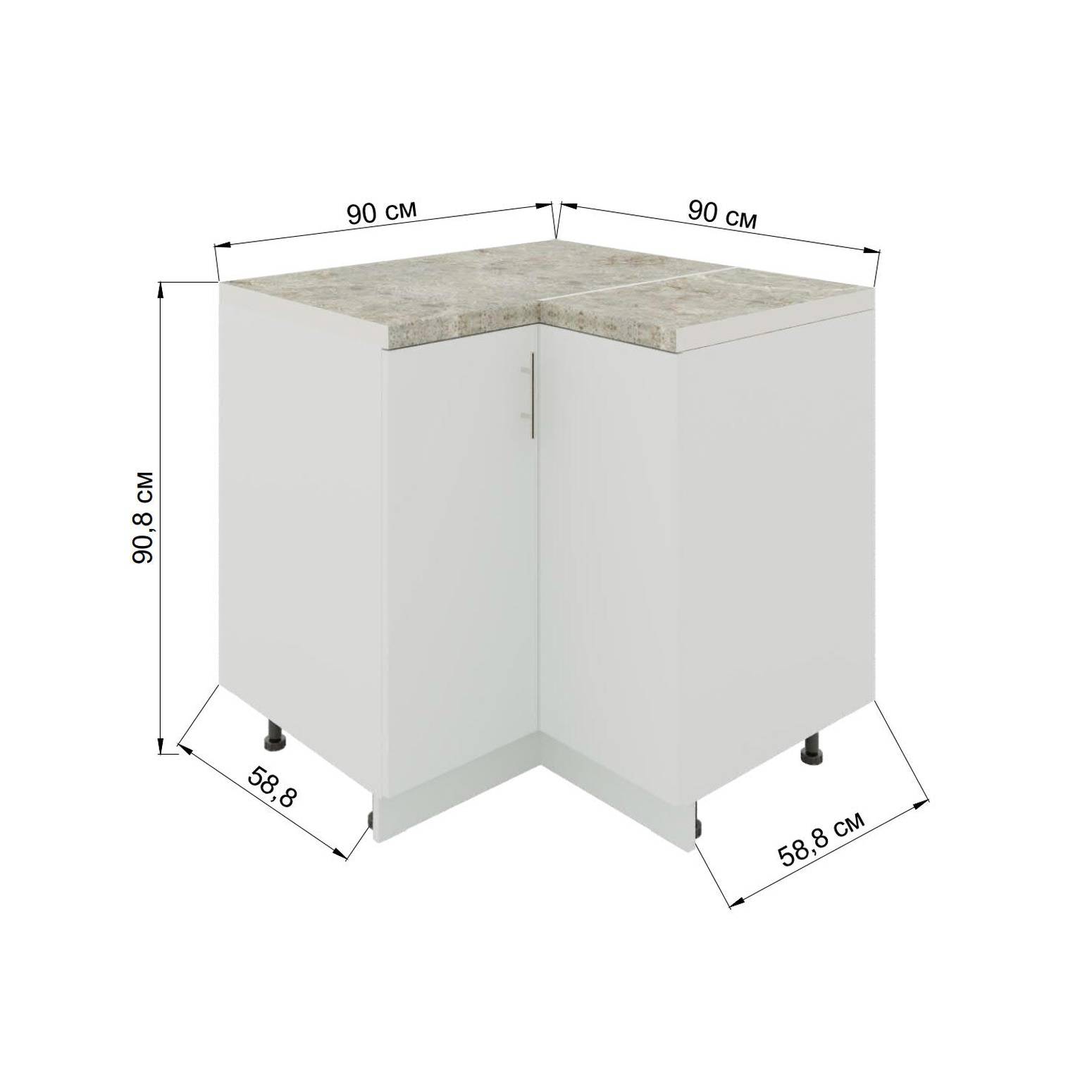 JD Greta 900mm Adjustable Base Corner Cabinet 2 Doors & Worktop - Grey Matt - Image 8