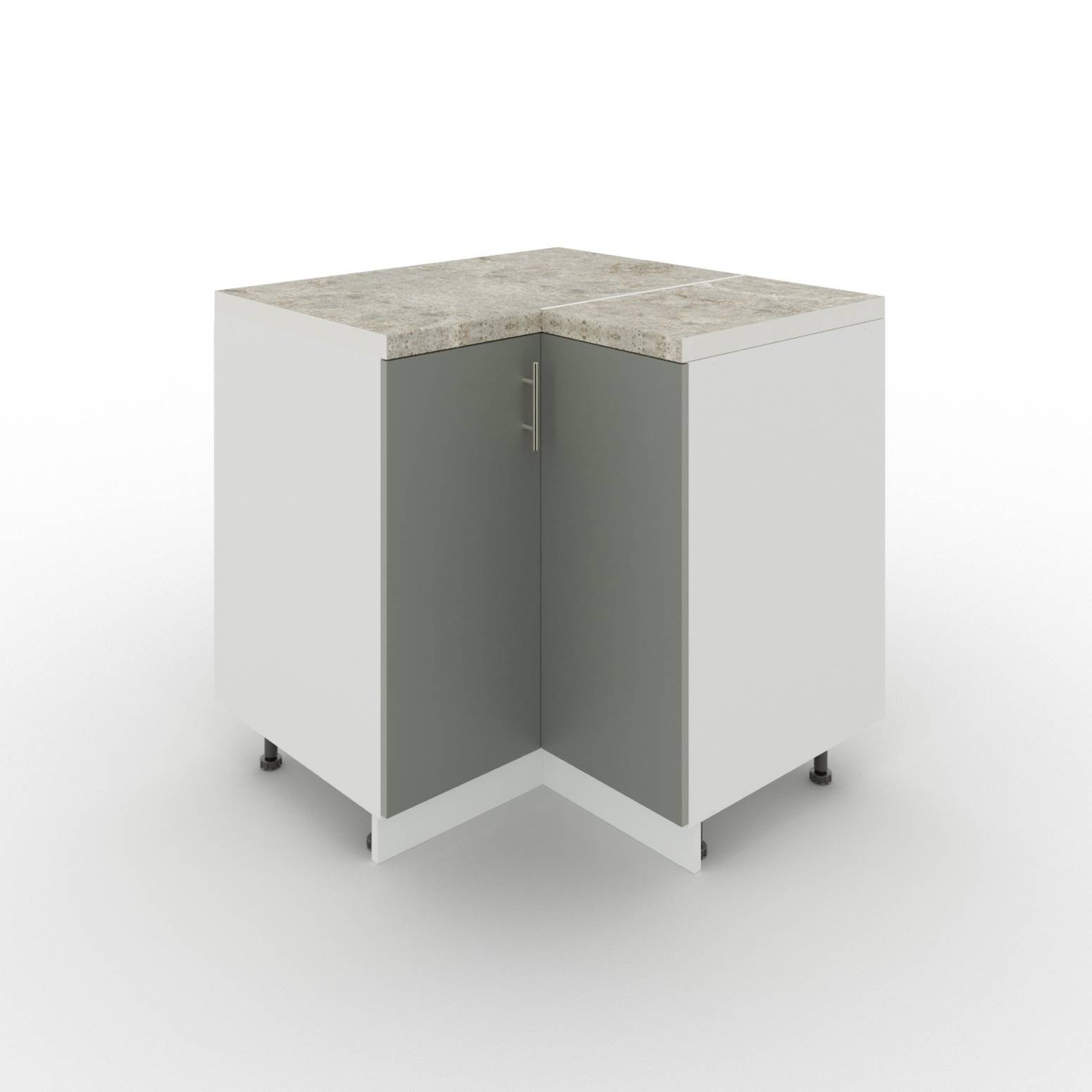 JD Greta 900mm Adjustable Base Corner Cabinet 2 Doors & Worktop - Grey Matt - Image 1