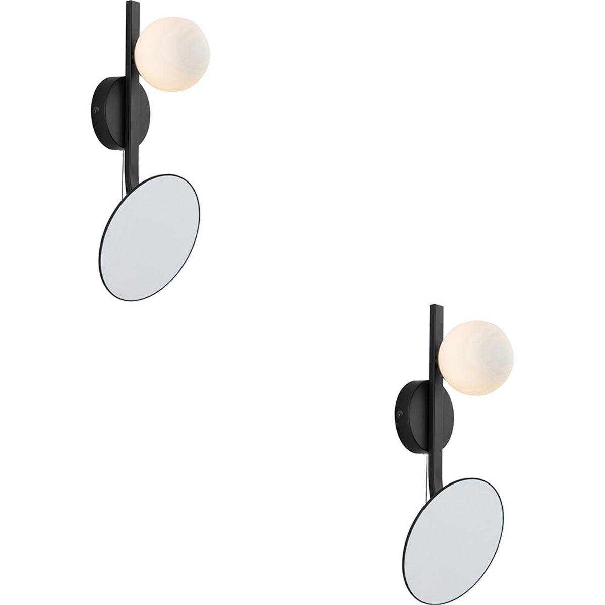 Loops Direct Pack of 2 Steel Bathroom Wall Light LED G9 - Matt Black - Image 1