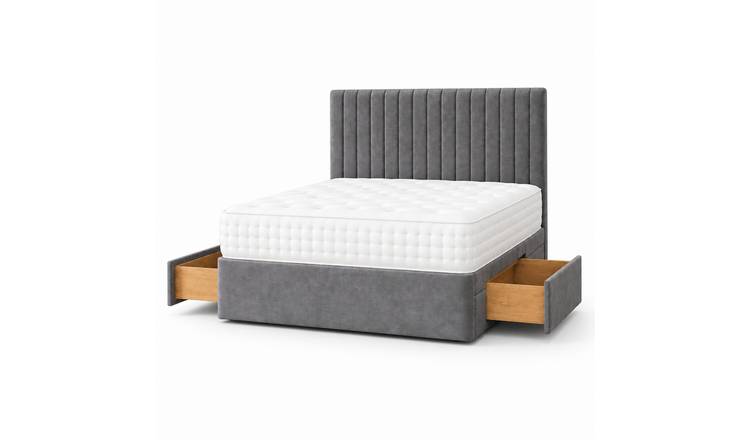 Comfy Deluxe 6ft Super King     2 Drawer Suede  Divan Bed Set -  Grey