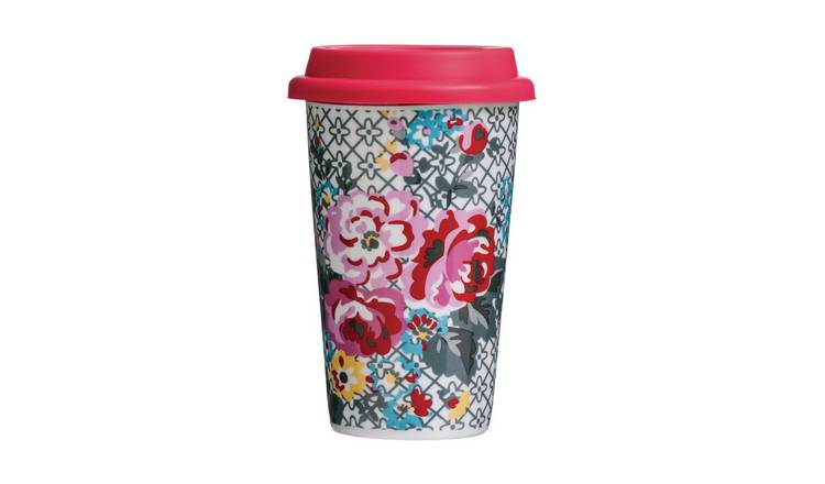 Orsina Taza Floral Ceramic Reusable Mug with Silicone Lid – Assorted