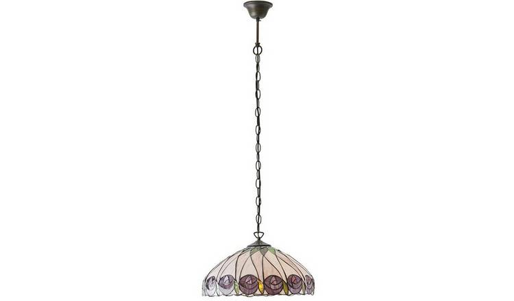 Loops Direct Tiffany Glass Pendant Light - Bronze 1 Lights