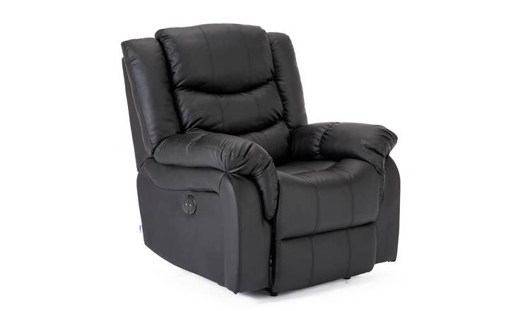 Furniture Online Seattle Electric Recliner Bonded Leather Chair - Black