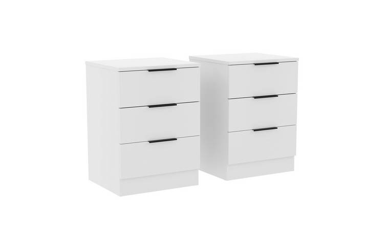 Vida Designs Trega 3 Drawer Bedside Chest Set Of 2 - White