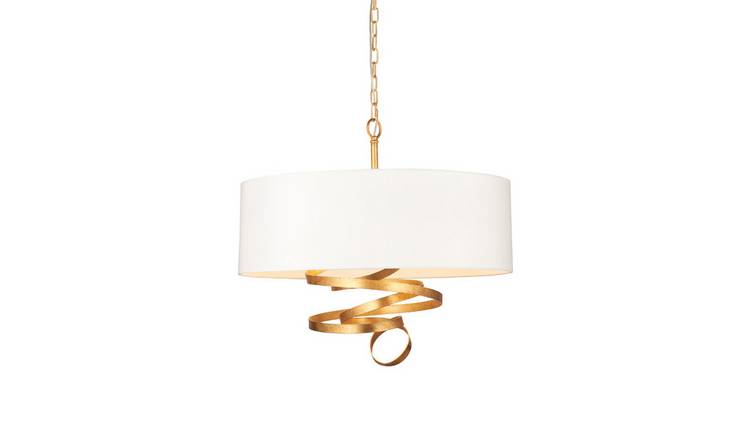 Loops Direct Steel and Fabric Pendant Light - Gold Leaf and Ivory