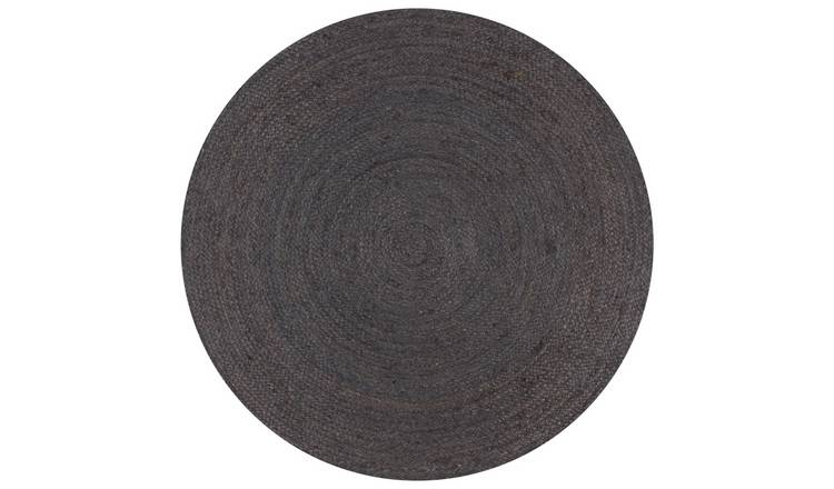 Walplus Jute Round Rug - Dark Grey - 90 cm