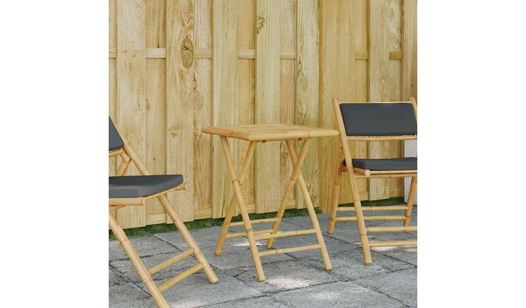 Walplus Folding Garden Table Bamboo - Brown - 55 x 55 x 75 cm