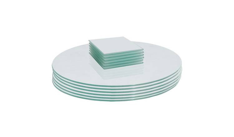 Harbour Housewares 12pc Round Glass Placemats & Square Coasters Set - White
