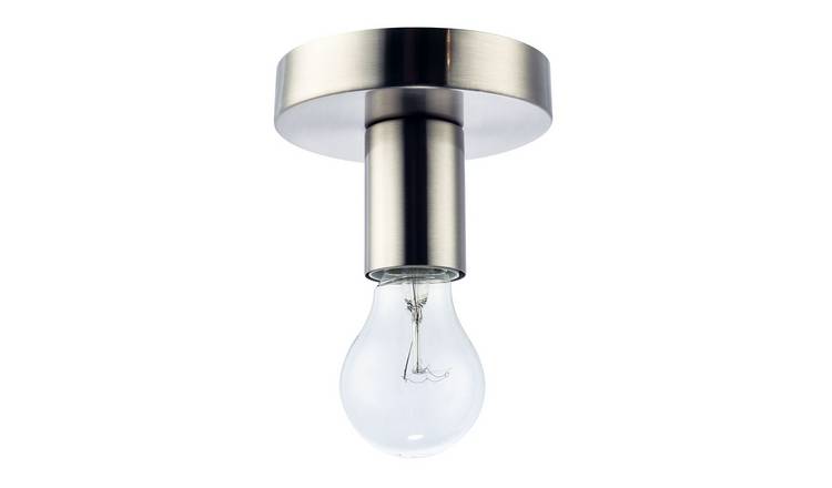 Happy Homewares Satin Nickel or for Industrial Bulbs Ceiling Light - 12cm