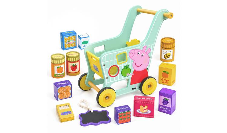 Peppa Pig Wooden Shopping Trolley And Play Food Set - Multicoloured
