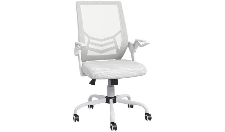 Vinsetto Flip up Armrest Mid Back Office Chair - White