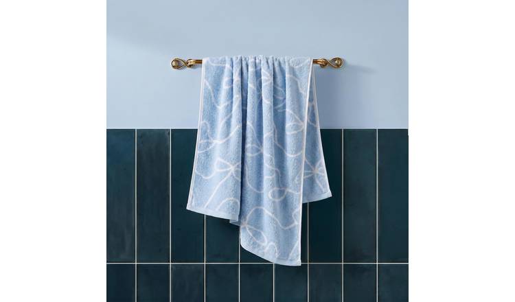 OHS Bows Pure Cotton Hand Towel - 50 x 80cm - Blue
