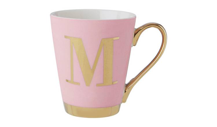 Orsina Frosted Deco M Marble Effect Monogram Mug – Pink