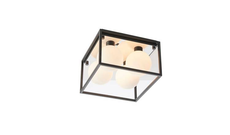 Loops Direct Steel Framed Semi Flush Ceiling Light - Matt Black